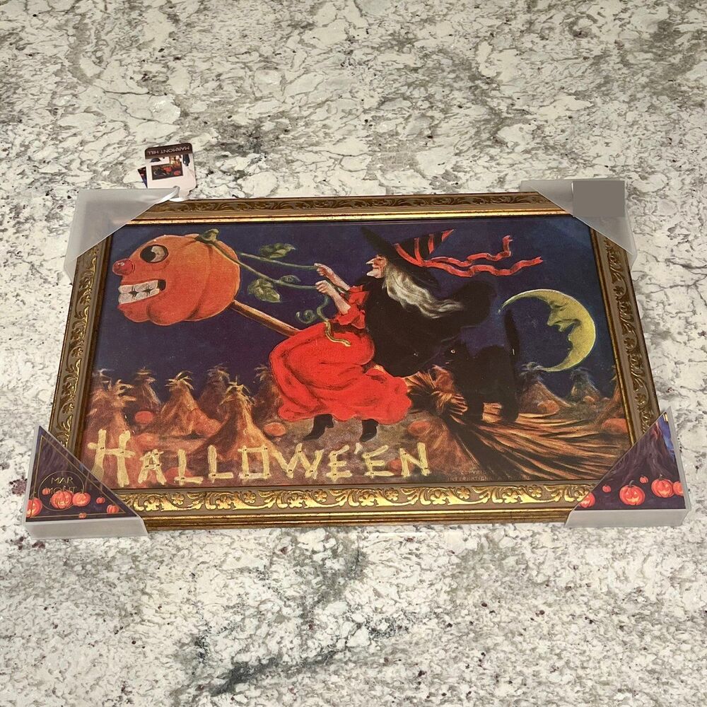 Marmont Hill Halloween Viral Gold Framed Vintage Witch Wall Hanging Picture